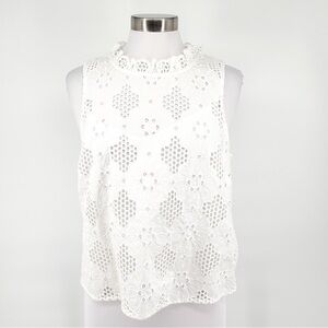 J Crew Women’s White Cotton Sleeveless Lace Top With Cami 2 Piece Size M